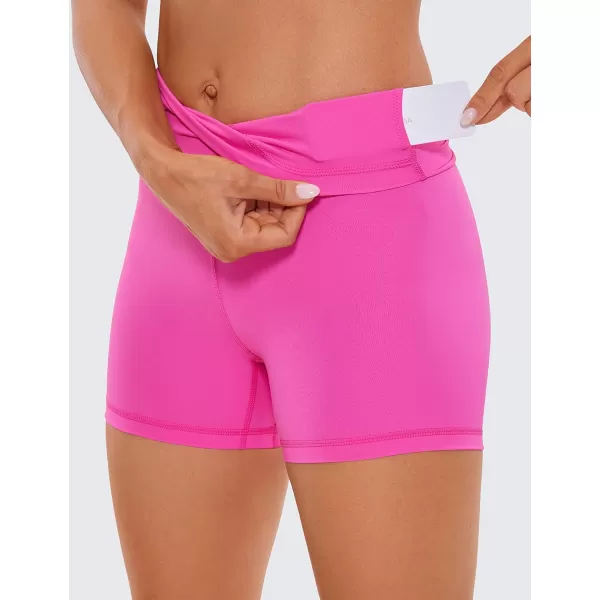 CRZ YOGA Womens Naked Feeling Biker Shorts  3  4  6  8  10 High Waisted Yoga Workout Running Spandex Shorts4 inches Neon Light Purple