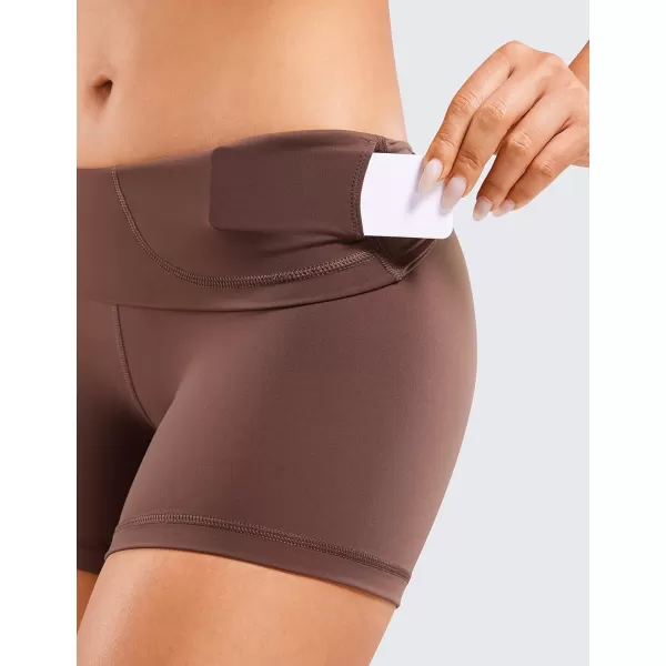 CRZ YOGA Womens Naked Feeling Biker Shorts  3  4  6  8  10 High Waisted Yoga Workout Running Spandex Shorts4 inches Taupe