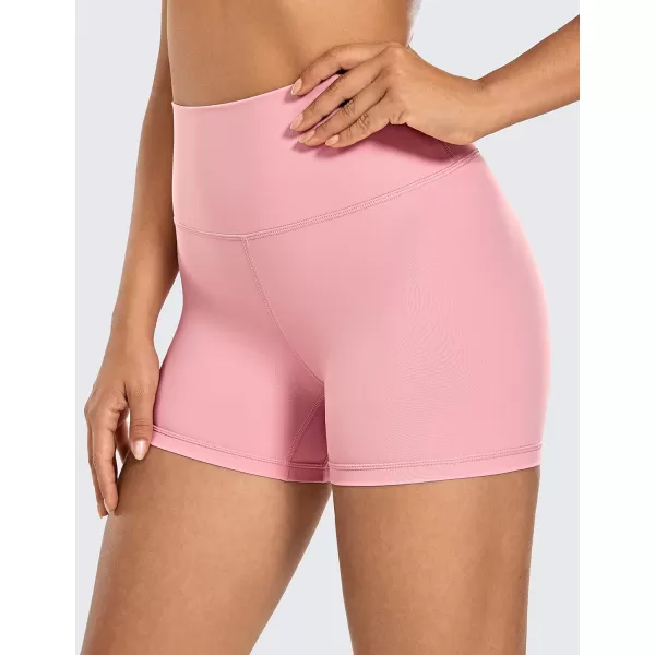 CRZ YOGA Womens Naked Feeling Biker Shorts  3  4  6  8  10 High Waisted Yoga Workout Running Spandex Shorts4 inches The Heartbeat Pink