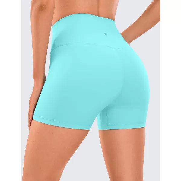 CRZ YOGA Womens Naked Feeling Biker Shorts  3  4  6  8  10 High Waisted Yoga Workout Running Spandex Shorts4 inches Turquoise