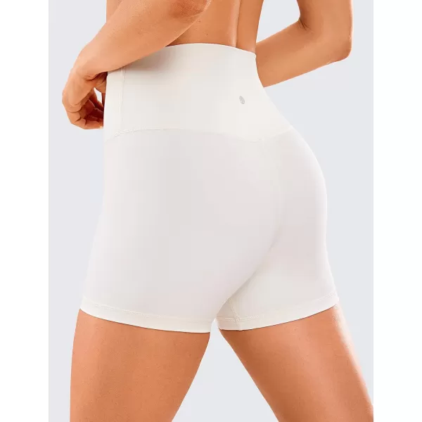 CRZ YOGA Womens Naked Feeling Biker Shorts  3  4  6  8  10 High Waisted Yoga Workout Running Spandex Shorts4 inches White Apricot