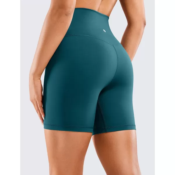 CRZ YOGA Womens Naked Feeling Biker Shorts  3  4  6  8  10 High Waisted Yoga Workout Running Spandex Shorts6 inches Borealis Green