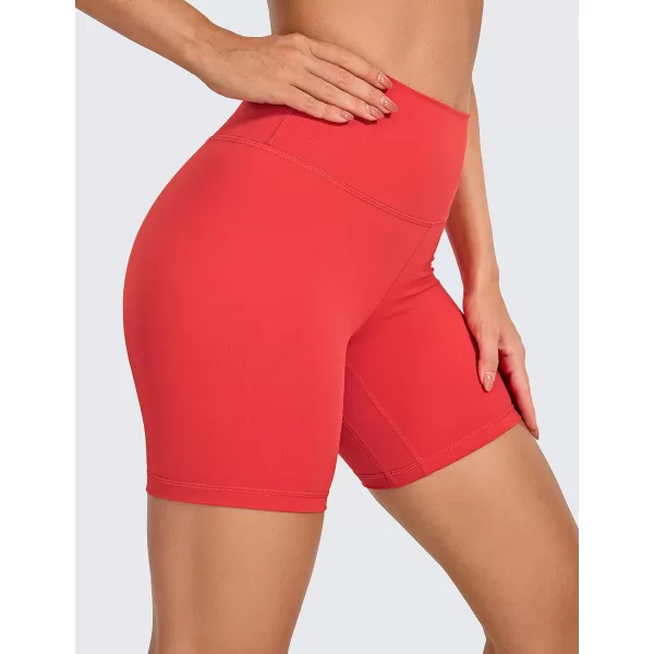 CRZ YOGA Womens Naked Feeling Biker Shorts  3  4  6  8  10 High Waisted Yoga Workout Running Spandex Shorts6 inches Crimson