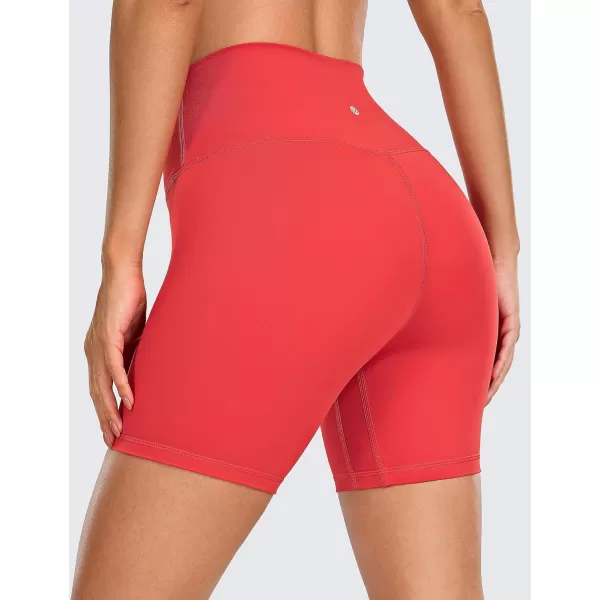 CRZ YOGA Womens Naked Feeling Biker Shorts  3  4  6  8  10 High Waisted Yoga Workout Running Spandex Shorts6 inches Crimson