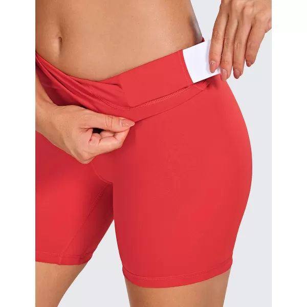 CRZ YOGA Womens Naked Feeling Biker Shorts  3  4  6  8  10 High Waisted Yoga Workout Running Spandex Shorts6 inches Crimson