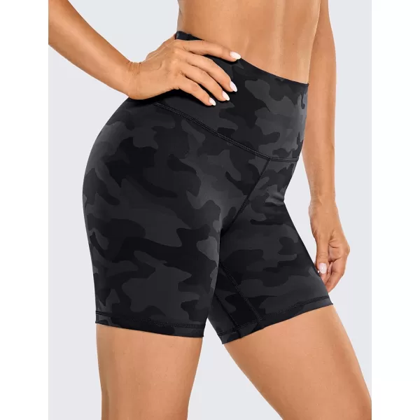 CRZ YOGA Womens Naked Feeling Biker Shorts  3  4  6  8  10 High Waisted Yoga Workout Running Spandex Shorts6 inches Dark Grey Camouflage