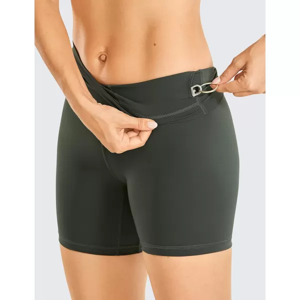 CRZ YOGA Womens Naked Feeling Biker Shorts  3  4  6  8  10 High Waisted Yoga Workout Running Spandex Shorts6 inches Grey Olive