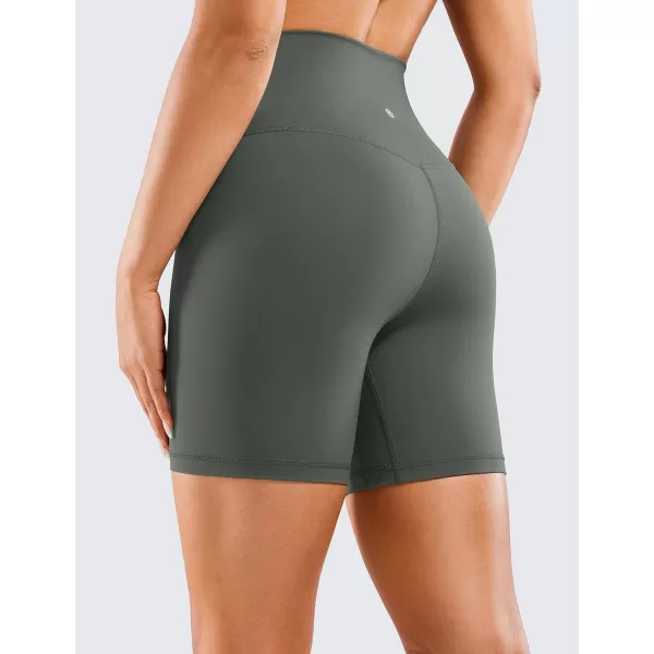 CRZ YOGA Womens Naked Feeling Biker Shorts  3  4  6  8  10 High Waisted Yoga Workout Running Spandex Shorts6 inches Grey Sage