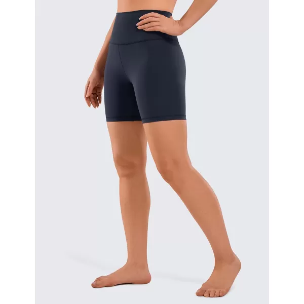 CRZ YOGA Womens Naked Feeling Biker Shorts  3  4  6  8  10 High Waisted Yoga Workout Running Spandex Shorts6 inches Navy