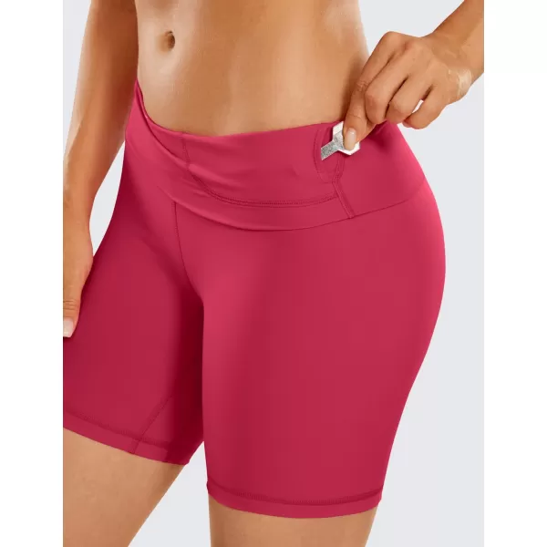 CRZ YOGA Womens Naked Feeling Biker Shorts  3  4  6  8  10 High Waisted Yoga Workout Running Spandex Shorts6 inches Pomegranate