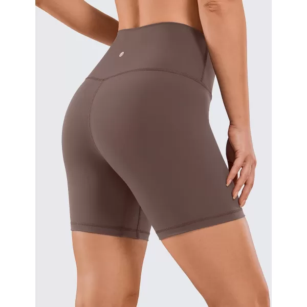 CRZ YOGA Womens Naked Feeling Biker Shorts  3  4  6  8  10 High Waisted Yoga Workout Running Spandex Shorts6 inches Purple Taupe