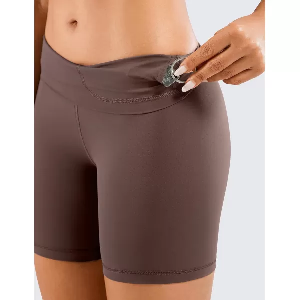 CRZ YOGA Womens Naked Feeling Biker Shorts  3  4  6  8  10 High Waisted Yoga Workout Running Spandex Shorts6 inches Purple Taupe