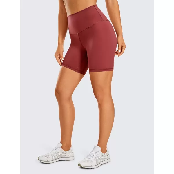 CRZ YOGA Womens Naked Feeling Biker Shorts  3  4  6  8  10 High Waisted Yoga Workout Running Spandex Shorts6 inches Savannah Red