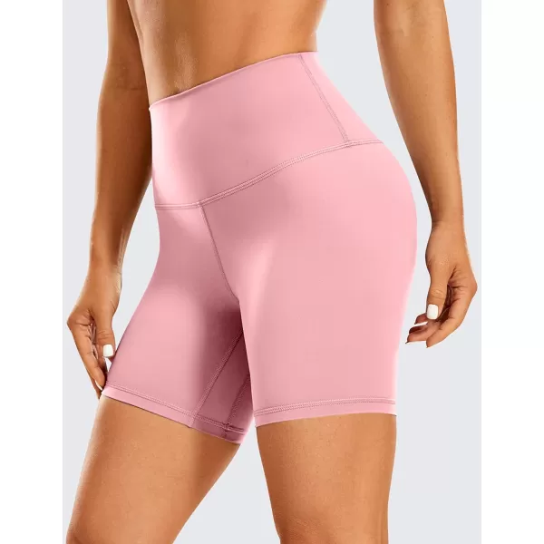 CRZ YOGA Womens Naked Feeling Biker Shorts  3  4  6  8  10 High Waisted Yoga Workout Running Spandex Shorts6 inches The Heartbeat Pink