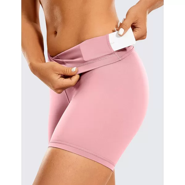 CRZ YOGA Womens Naked Feeling Biker Shorts  3  4  6  8  10 High Waisted Yoga Workout Running Spandex Shorts6 inches The Heartbeat Pink