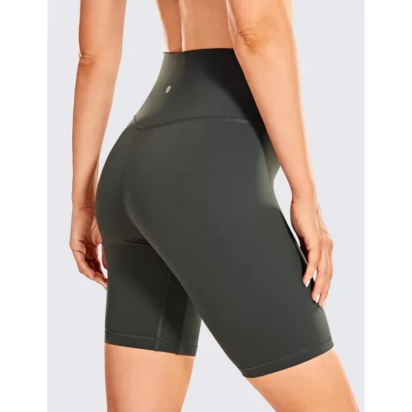 CRZ YOGA Womens Naked Feeling Biker Shorts  3  4  6  8  10 High Waisted Yoga Workout Running Spandex Shorts8 inches Grey Olive