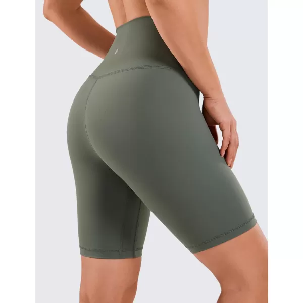 CRZ YOGA Womens Naked Feeling Biker Shorts  3  4  6  8  10 High Waisted Yoga Workout Running Spandex Shorts8 inches Grey Sage