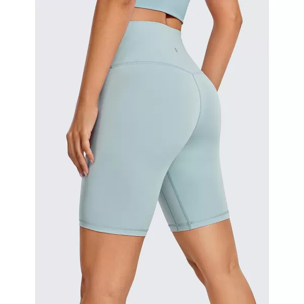 CRZ YOGA Womens Naked Feeling Biker Shorts  3  4  6  8  10 High Waisted Yoga Workout Running Spandex Shorts8 inches Light Grayish Blue