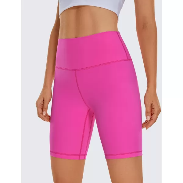 CRZ YOGA Womens Naked Feeling Biker Shorts  3  4  6  8  10 High Waisted Yoga Workout Running Spandex Shorts8 inches Neon Light Purple