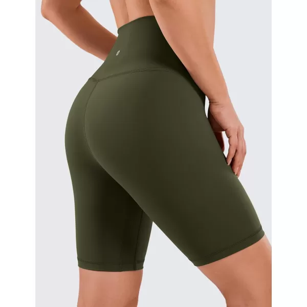 CRZ YOGA Womens Naked Feeling Biker Shorts  3  4  6  8  10 High Waisted Yoga Workout Running Spandex Shorts8 inches Olive Green