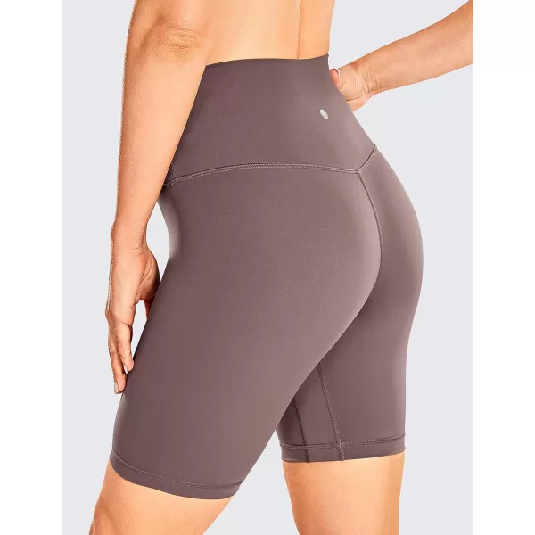 CRZ YOGA Womens Naked Feeling Biker Shorts  3  4  6  8  10 High Waisted Yoga Workout Running Spandex Shorts8 inches Purple Taupe