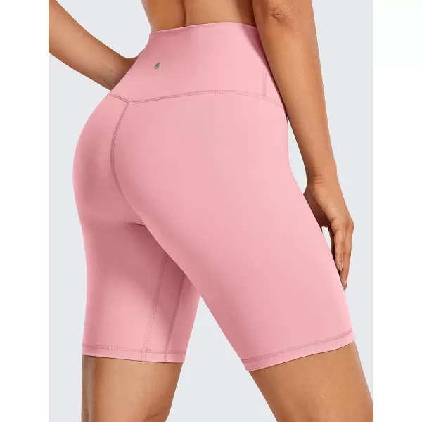 CRZ YOGA Womens Naked Feeling Biker Shorts  3  4  6  8  10 High Waisted Yoga Workout Running Spandex Shorts8 inches The Heartbeat Pink