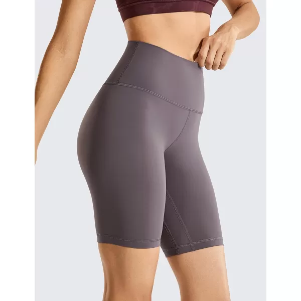 CRZ YOGA Womens Naked Feeling Biker Shorts  3  4  6  8  10 High Waisted Yoga Workout Running Spandex Shorts8 inches Tornado Grey