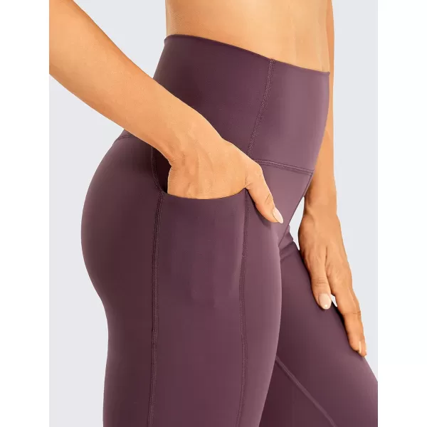 CRZ YOGA Womens Naked Feeling Biker Shorts  4 5 6 8 10 High Waisted Yoga Gym Spandex Shorts Side Pockets10 inches Arctic Plum