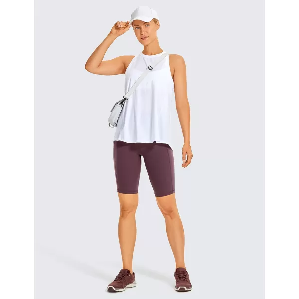 CRZ YOGA Womens Naked Feeling Biker Shorts  4 5 6 8 10 High Waisted Yoga Gym Spandex Shorts Side Pockets10 inches Arctic Plum