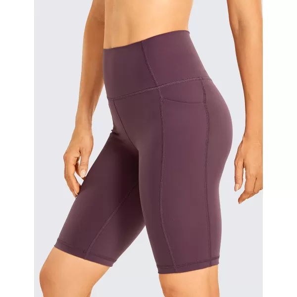 CRZ YOGA Womens Naked Feeling Biker Shorts  4 5 6 8 10 High Waisted Yoga Gym Spandex Shorts Side Pockets10 inches Arctic Plum