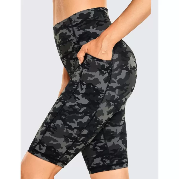 CRZ YOGA Womens Naked Feeling Biker Shorts  4 5 6 8 10 High Waisted Yoga Gym Spandex Shorts Side Pockets10 inches Camo Multi 1