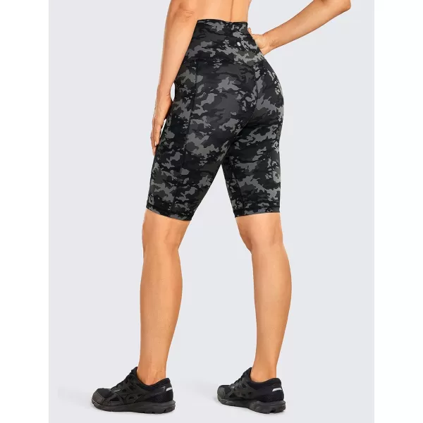 CRZ YOGA Womens Naked Feeling Biker Shorts  4 5 6 8 10 High Waisted Yoga Gym Spandex Shorts Side Pockets10 inches Camo Multi 1