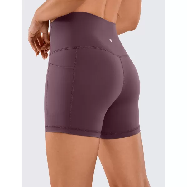 CRZ YOGA Womens Naked Feeling Biker Shorts  4 5 6 8 10 High Waisted Yoga Gym Spandex Shorts Side Pockets4 inches Arctic Plum