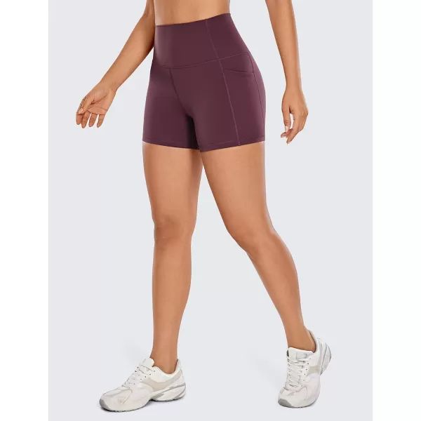 CRZ YOGA Womens Naked Feeling Biker Shorts  4 5 6 8 10 High Waisted Yoga Gym Spandex Shorts Side Pockets4 inches Dark Russet