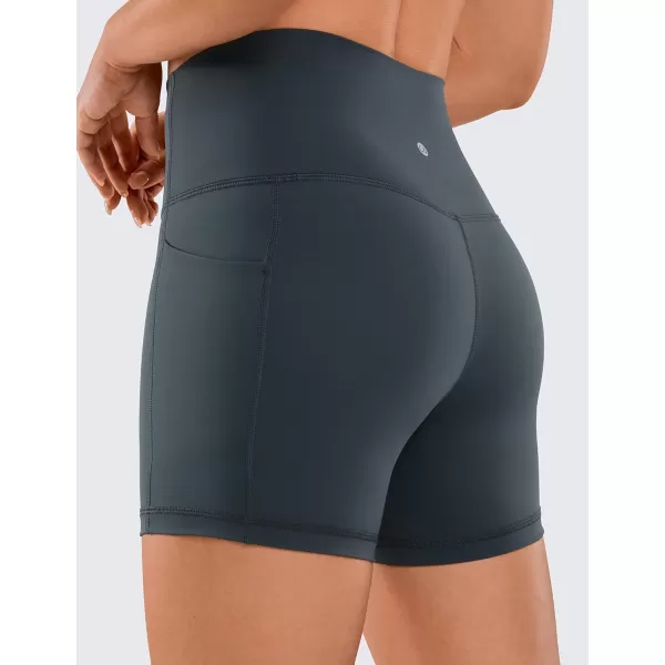 CRZ YOGA Womens Naked Feeling Biker Shorts  4 5 6 8 10 High Waisted Yoga Gym Spandex Shorts Side Pockets4 inches Melanite