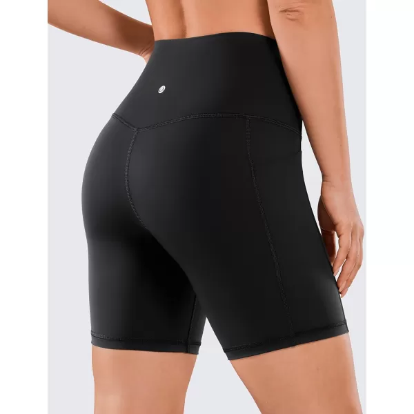 CRZ YOGA Womens Naked Feeling Biker Shorts  4 5 6 8 10 High Waisted Yoga Gym Spandex Shorts Side Pockets6 inches Black