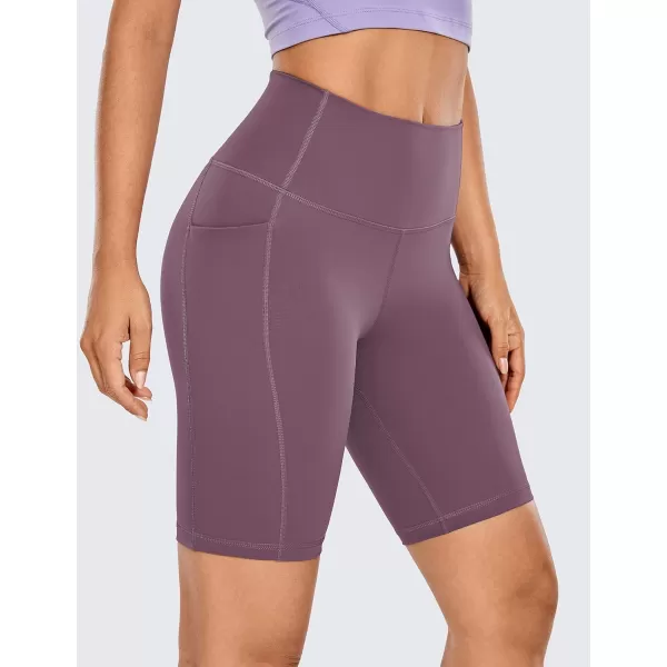 CRZ YOGA Womens Naked Feeling Biker Shorts  4 5 6 8 10 High Waisted Yoga Gym Spandex Shorts Side Pockets8 inches Antique Bark
