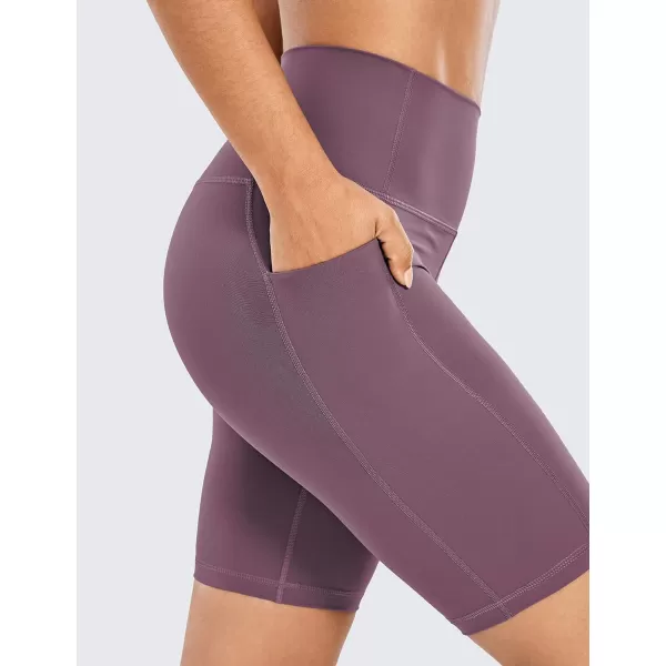 CRZ YOGA Womens Naked Feeling Biker Shorts  4 5 6 8 10 High Waisted Yoga Gym Spandex Shorts Side Pockets8 inches Antique Bark