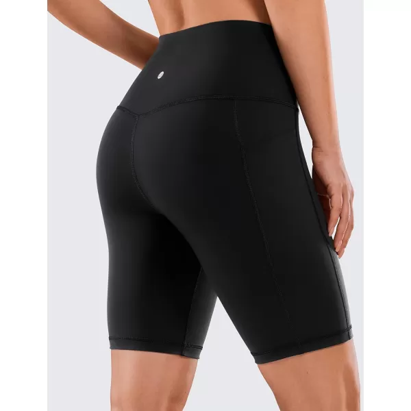 CRZ YOGA Womens Naked Feeling Biker Shorts  4 5 6 8 10 High Waisted Yoga Gym Spandex Shorts Side Pockets8 inches Black