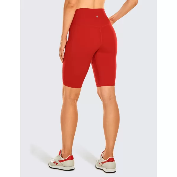 CRZ YOGA Womens Naked Feeling Biker Shorts 3 4 6 8 10  High Waisted Yoga Workout Gym Running Shorts Spandex10 inches Festival Red