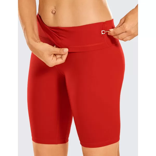 CRZ YOGA Womens Naked Feeling Biker Shorts 3 4 6 8 10  High Waisted Yoga Workout Gym Running Shorts Spandex10 inches Festival Red