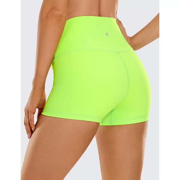 CRZ YOGA Womens Naked Feeling Biker Shorts 3 4 6 8 10  High Waisted Yoga Workout Gym Running Shorts Spandex3 inches Neon Electronic Fluorescent