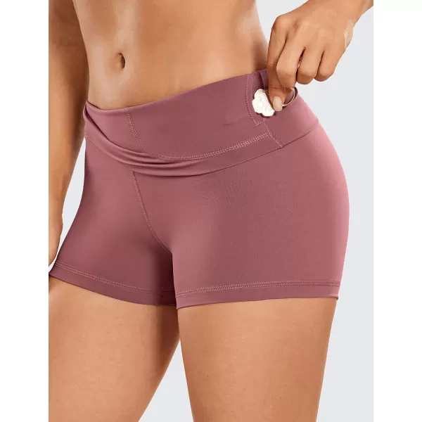 CRZ YOGA Womens Naked Feeling Biker Shorts 3 4 6 8 10  High Waisted Yoga Workout Gym Running Shorts Spandex3 inches Sepia