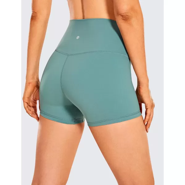 CRZ YOGA Womens Naked Feeling Biker Shorts 3 4 6 8 10  High Waisted Yoga Workout Gym Running Shorts Spandex4 inches Grey Feather Green