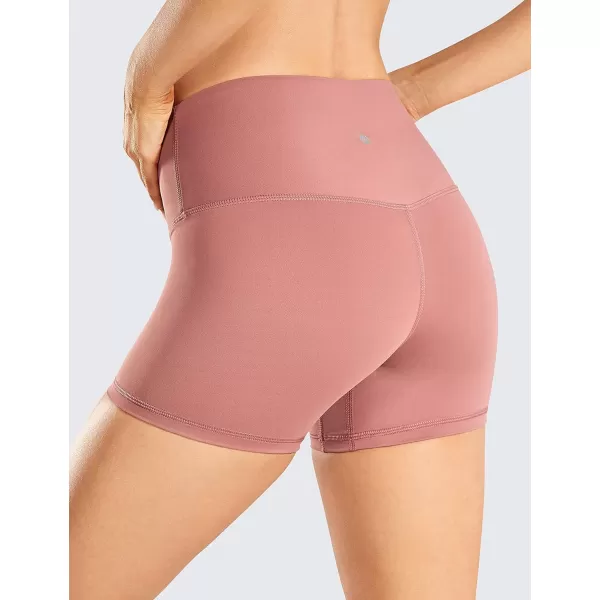 CRZ YOGA Womens Naked Feeling Biker Shorts 3 4 6 8 10  High Waisted Yoga Workout Gym Running Shorts Spandex4 inches Light Reddish Brown