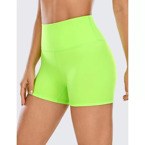 CRZ YOGA Womens Naked Feeling Biker Shorts 3 4 6 8 10  High Waisted Yoga Workout Gym Running Shorts Spandex4 inches Neon Electronic Fluorescent