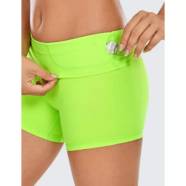 CRZ YOGA Womens Naked Feeling Biker Shorts 3 4 6 8 10  High Waisted Yoga Workout Gym Running Shorts Spandex4 inches Neon Electronic Fluorescent