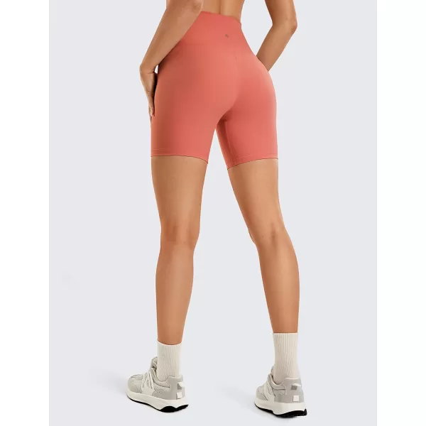 CRZ YOGA Womens Naked Feeling Biker Shorts 3 4 6 8 10  High Waisted Yoga Workout Gym Running Shorts Spandex6 inches Burnt Sugar