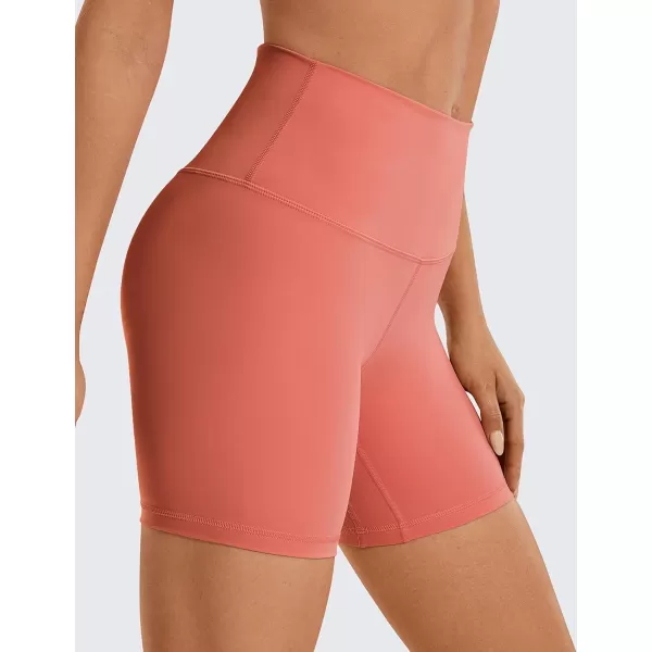 CRZ YOGA Womens Naked Feeling Biker Shorts 3 4 6 8 10  High Waisted Yoga Workout Gym Running Shorts Spandex6 inches Burnt Sugar
