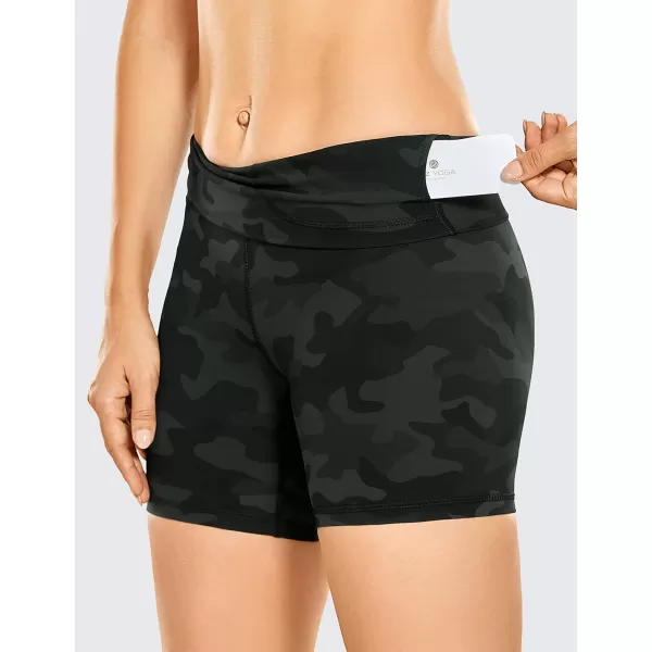 CRZ YOGA Womens Naked Feeling Biker Shorts 3 4 6 8 10  High Waisted Yoga Workout Gym Running Shorts Spandex6 inches Olive Camouflage